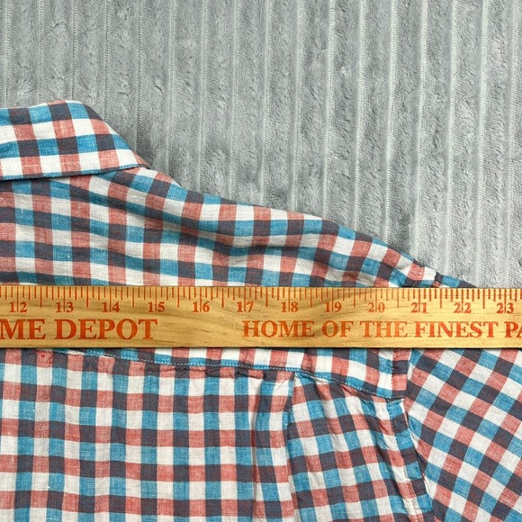 Jos A Bank Linen Button Up Shirt Men's 2XL Gingham Plaid Colorful Beach Resort - Picture 12 of 15